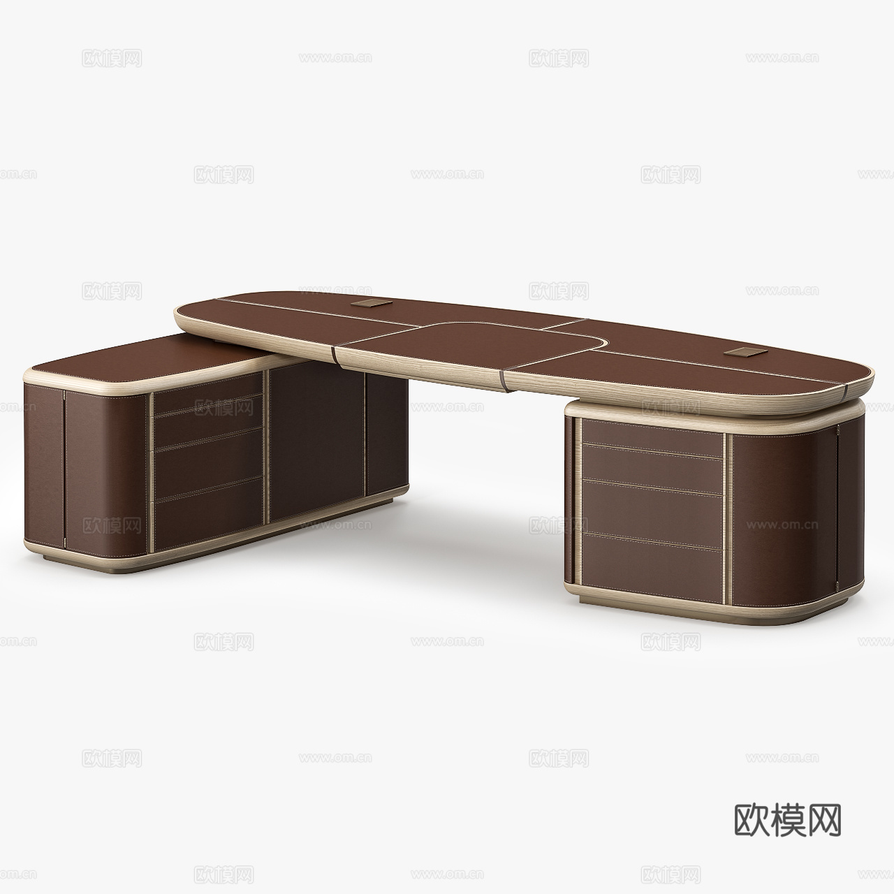 现代办公桌 转角办公桌 皮革办公桌 老板职员办公桌3d模型