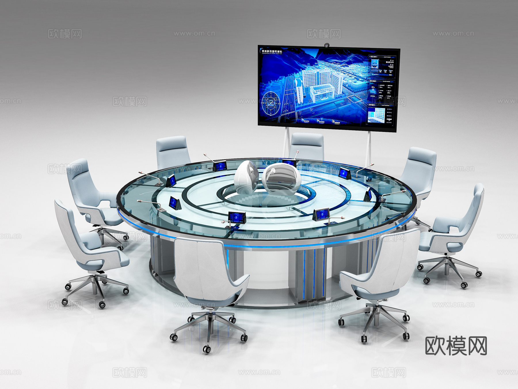 科技感会议桌3d模型