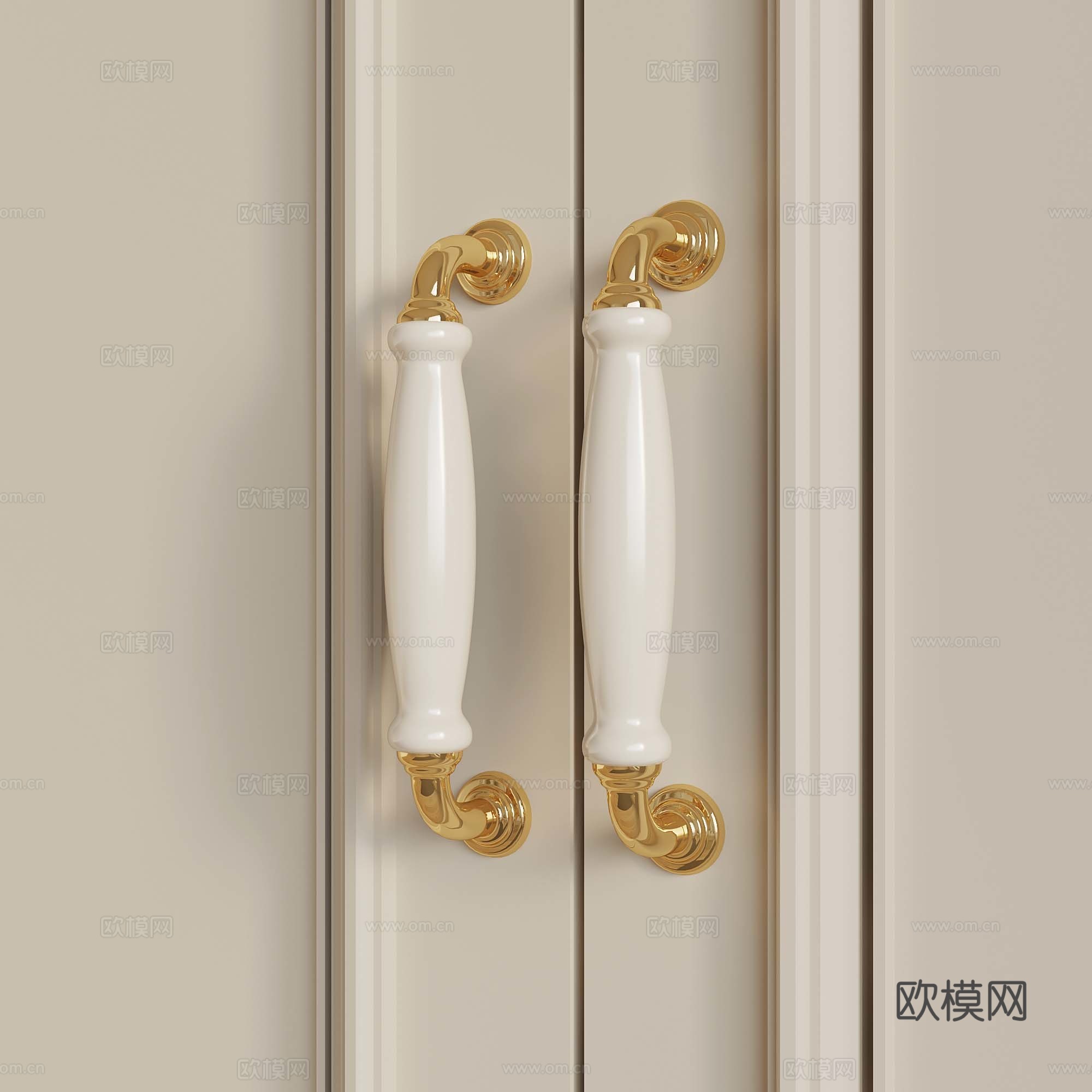 35法式柜门拉手su模型