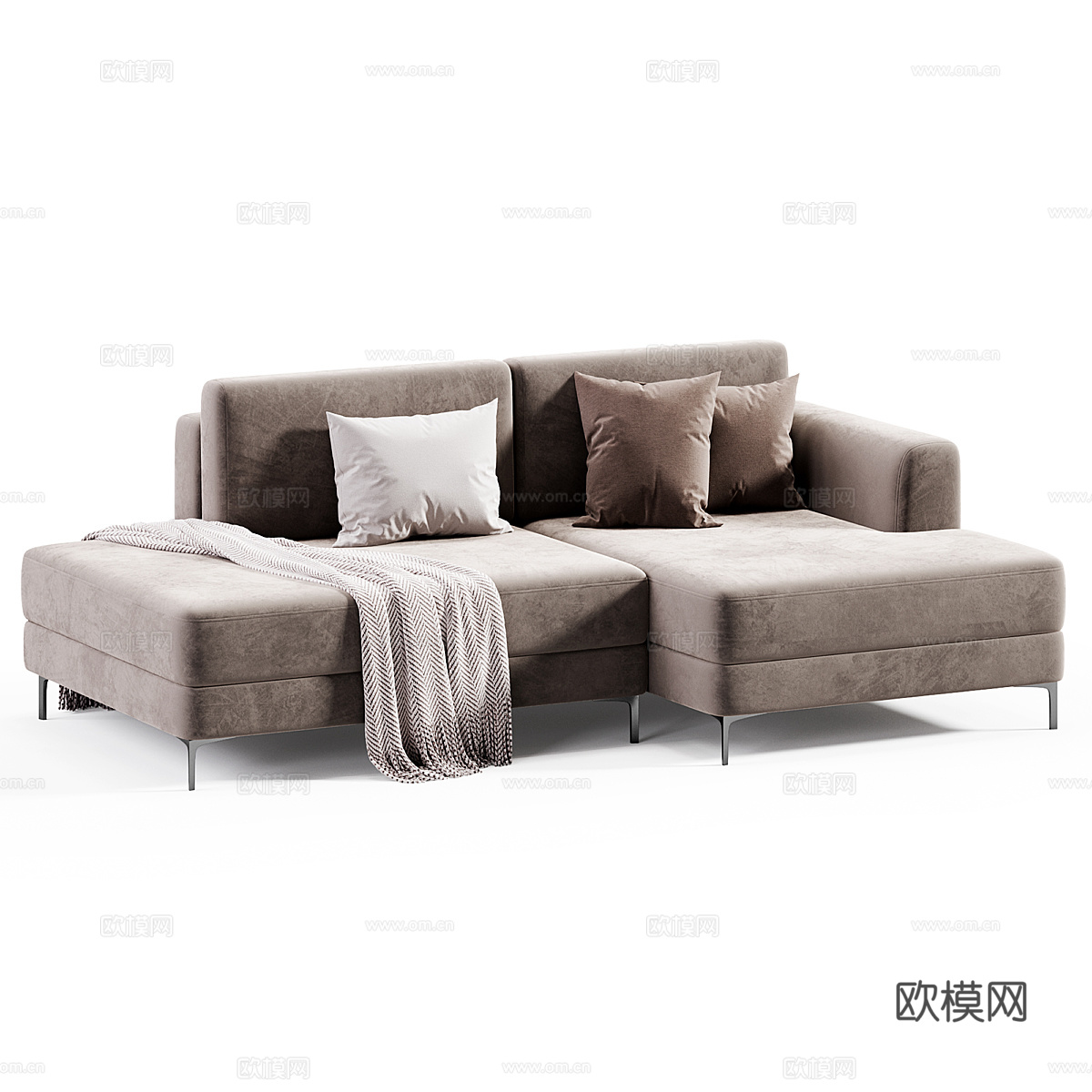 现代意式布艺转角沙发3d模型