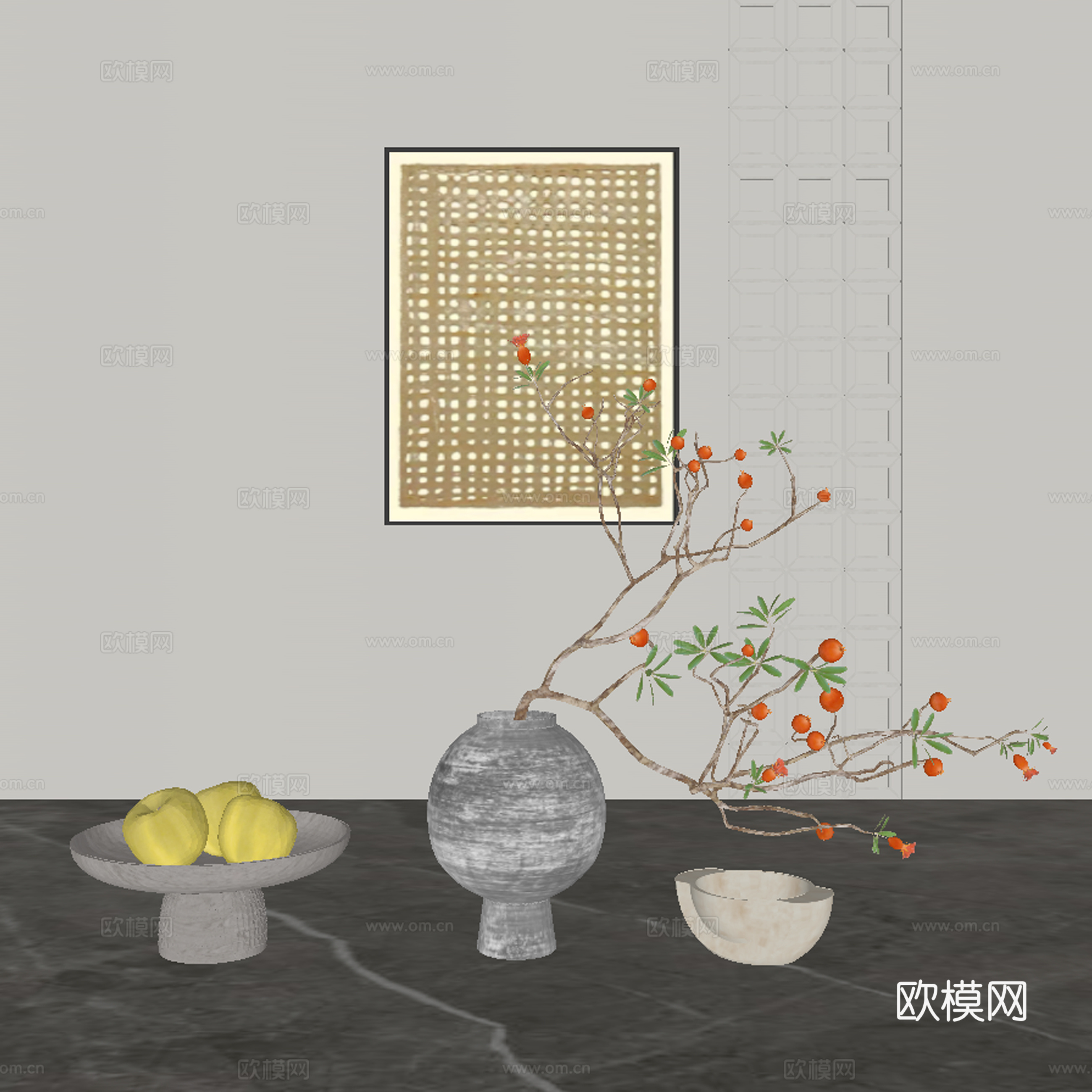 中古风饰品摆件组合su模型
