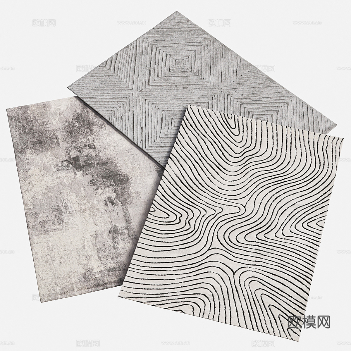 现代意式布艺地毯3d模型