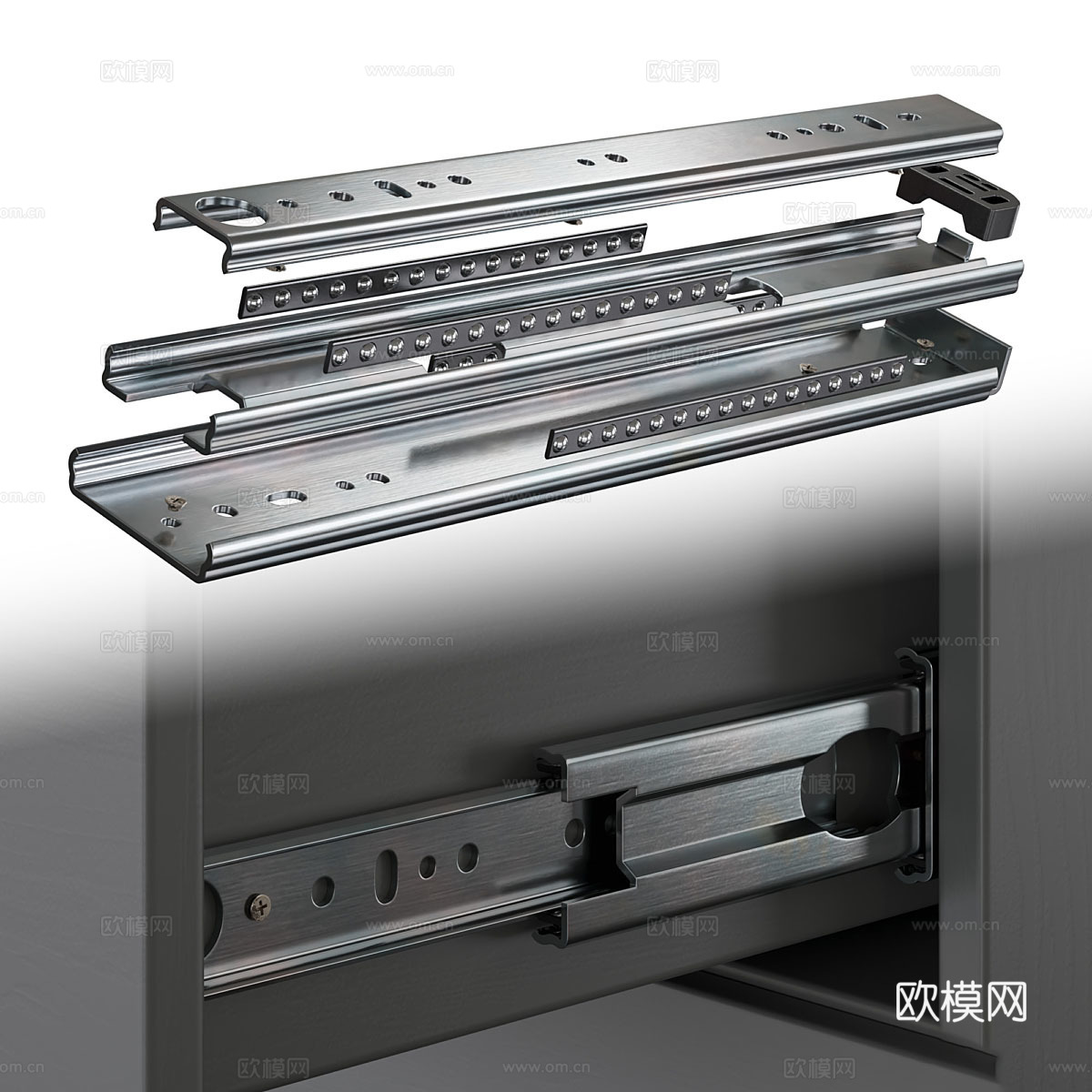 家具滚珠导轨 铰链3d模型