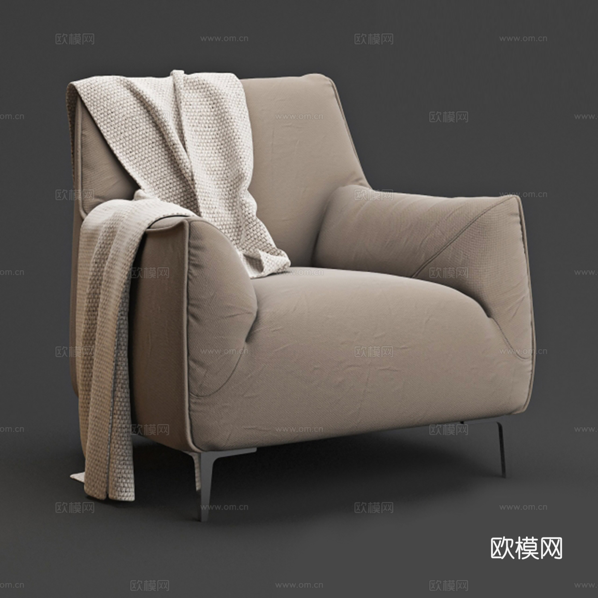 现代单人沙发 布艺沙发 休闲沙发3d模型