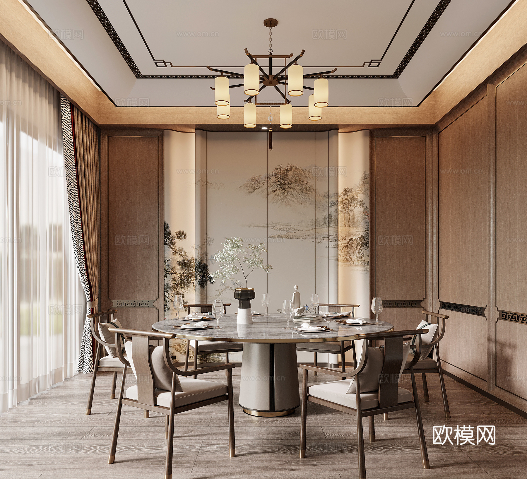 04包厢 新中式餐饮包间 包厢3d模型
