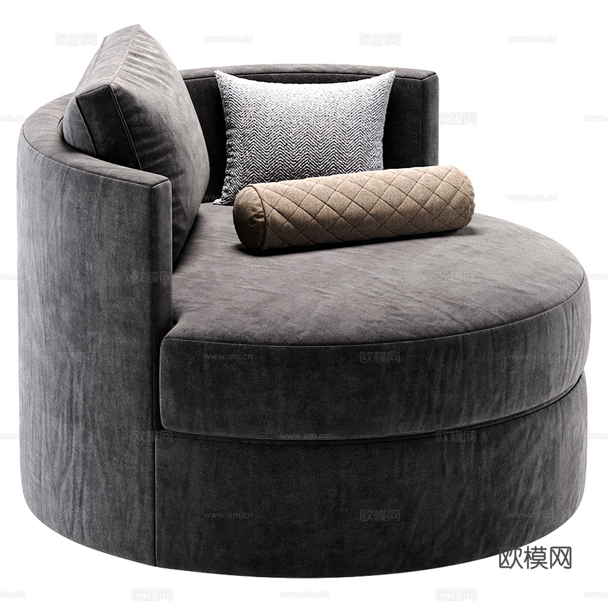 现代意式圆形布艺沙发椅3d模型