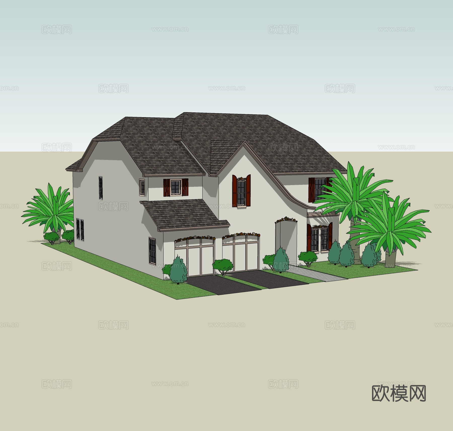 东南亚独栋别墅免费su模型下载