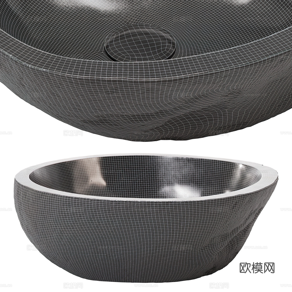 现代侘寂石槽 石盆 洗手盆3d模型