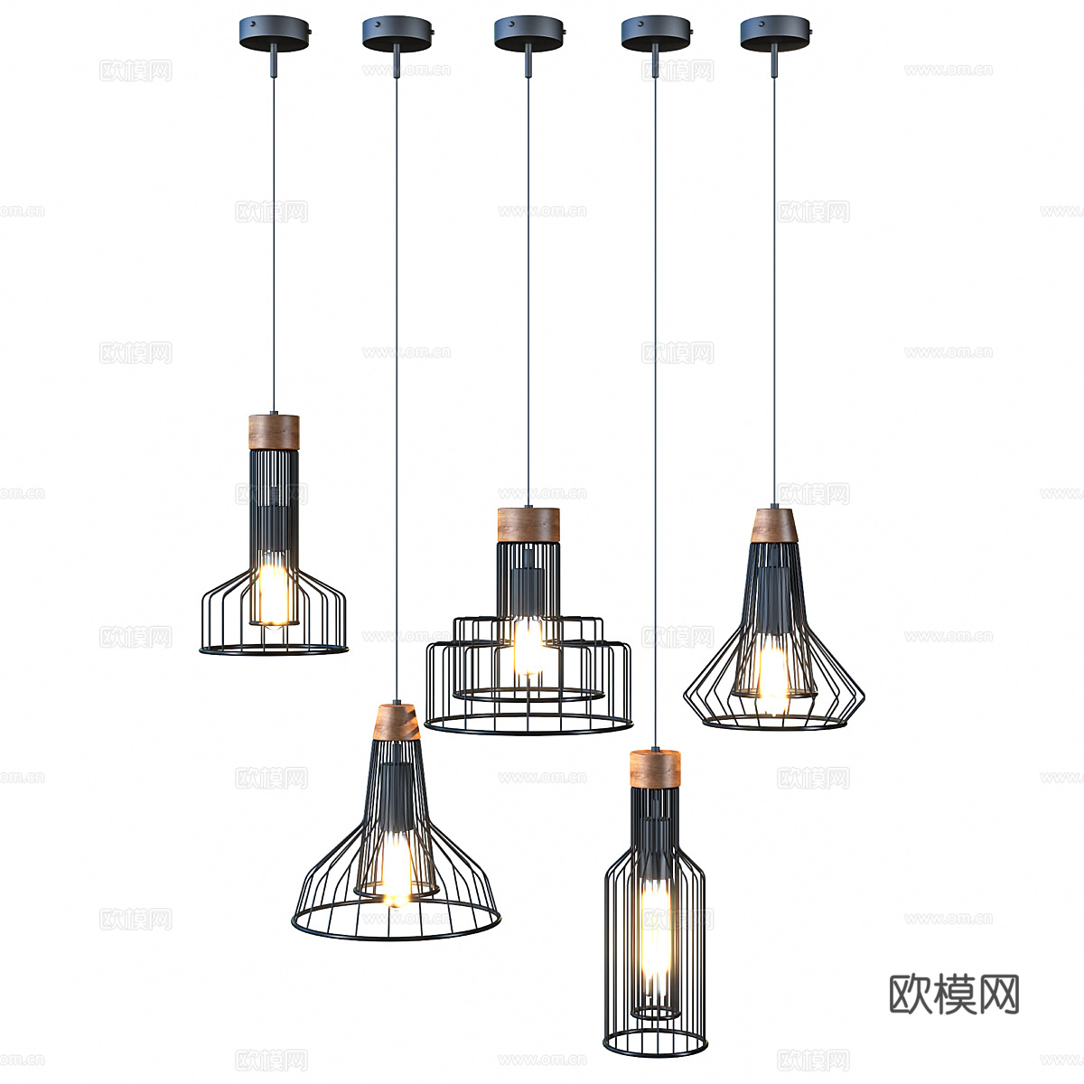 现代北欧金属网装饰小吊灯3d模型