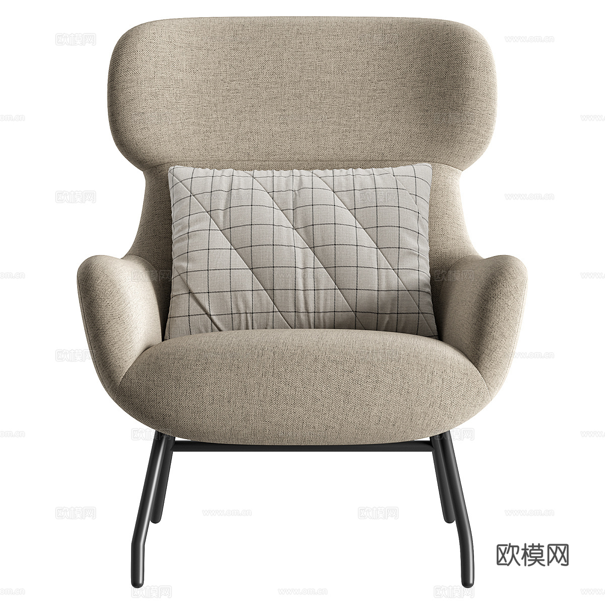 现代意式布艺皮革 Belina 扶手椅3d模型