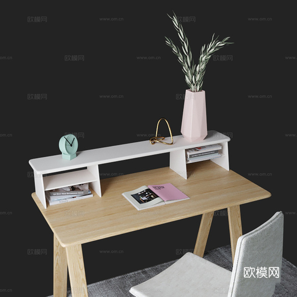 現(xiàn)代北歐書桌椅3d模型下載(渲染圖2)