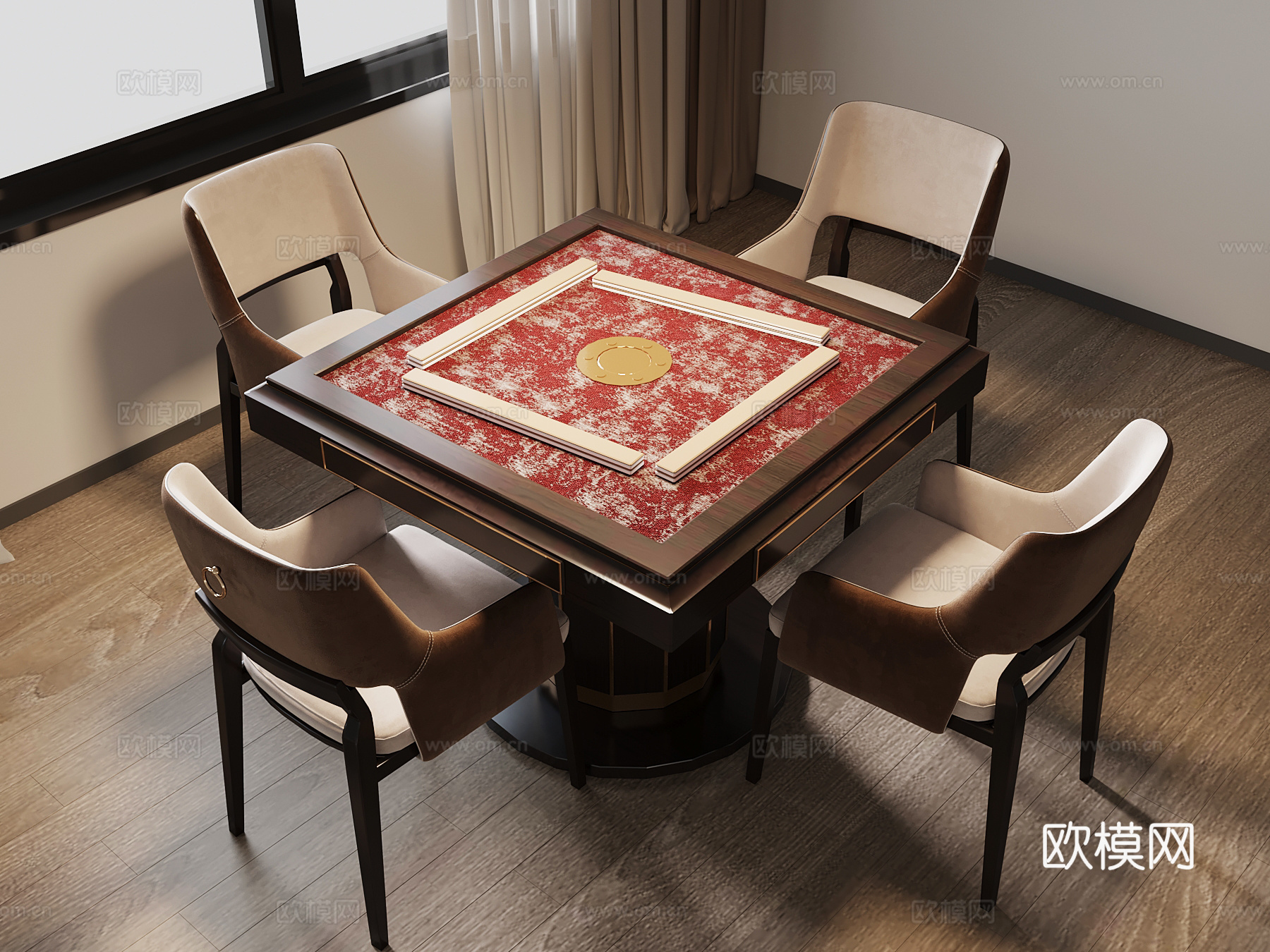 09麻将桌 新中式麻将桌 娱乐器材3d模型