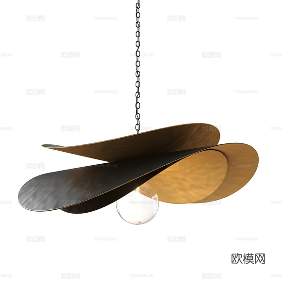 新中式輕奢金屬裝飾吊燈3d模型下載(渲染圖2)