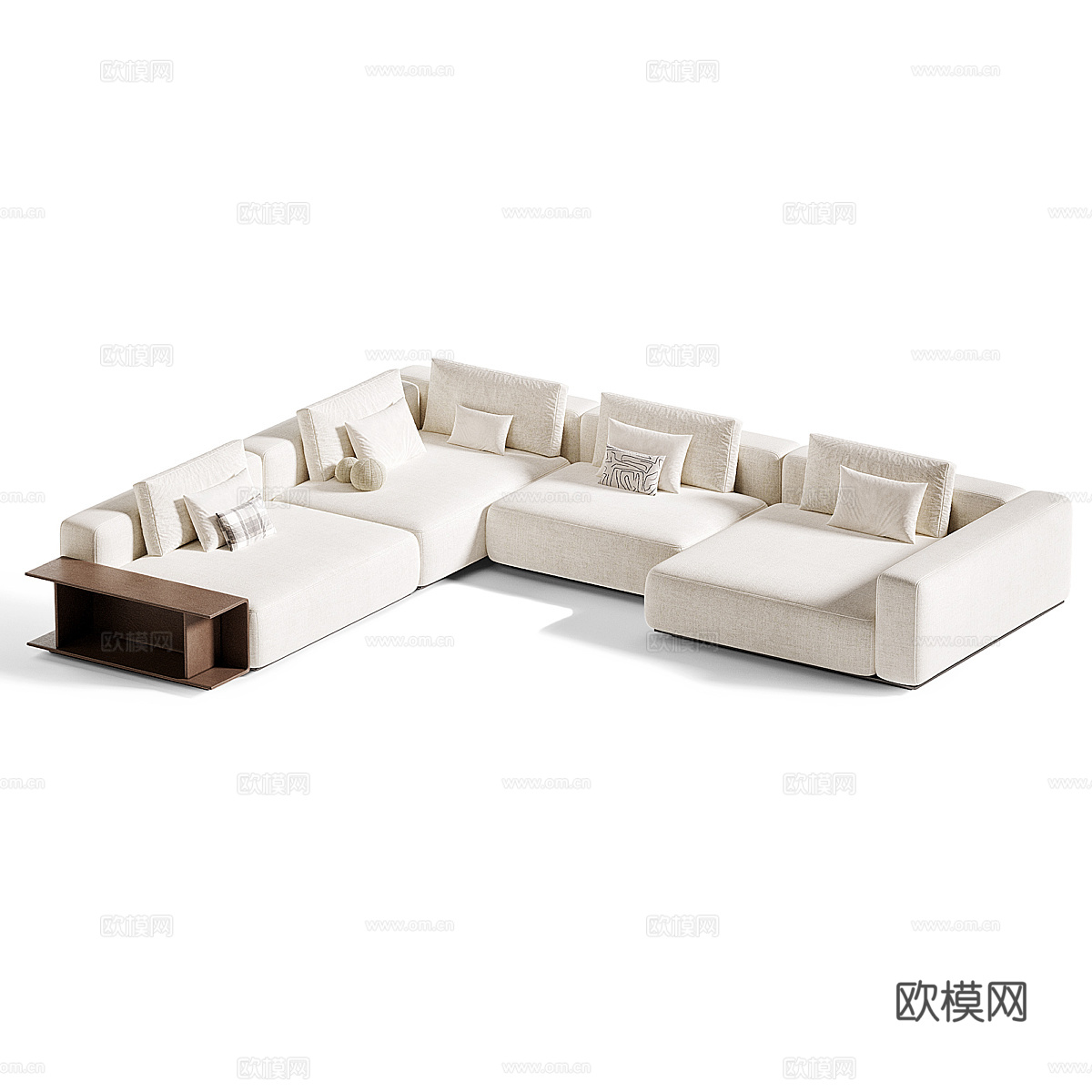 现代意式布艺组合休闲沙发3d模型