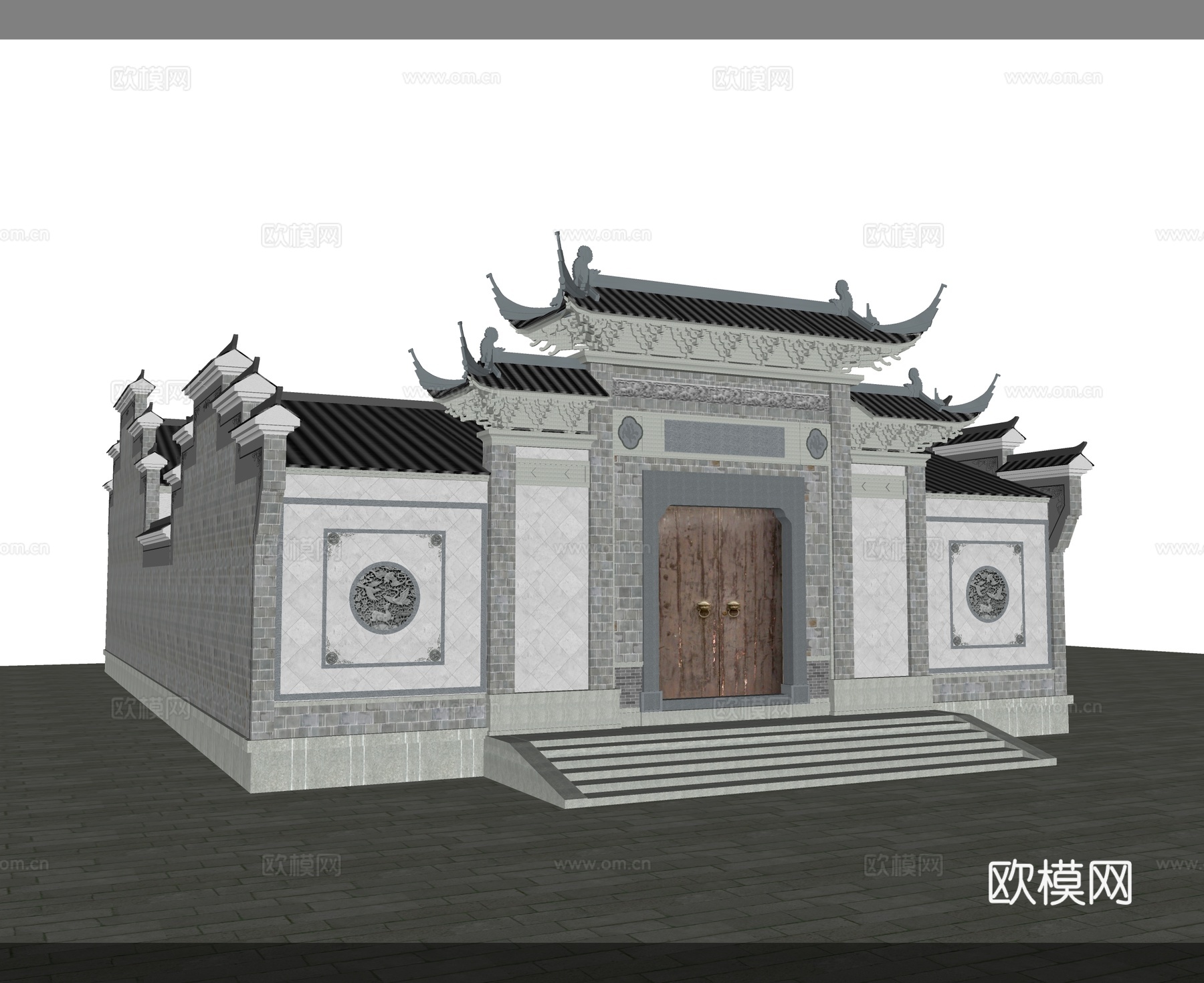 古建祠堂门头 宗祠大门 传统建筑su模型
