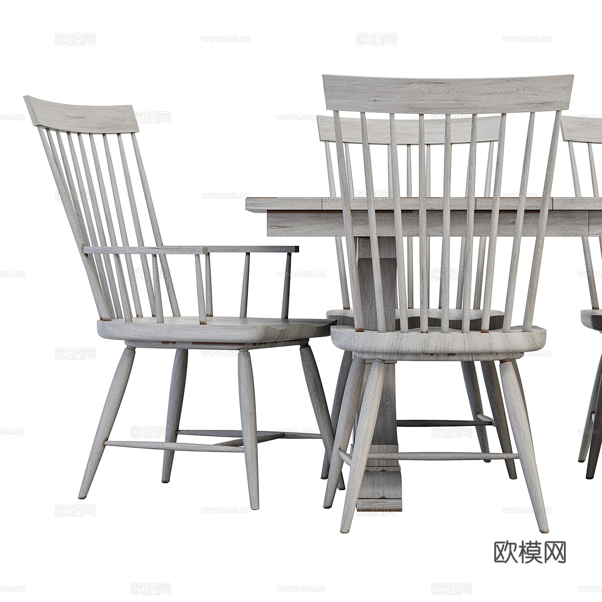 新中式侘寂餐桌椅组合3d模型