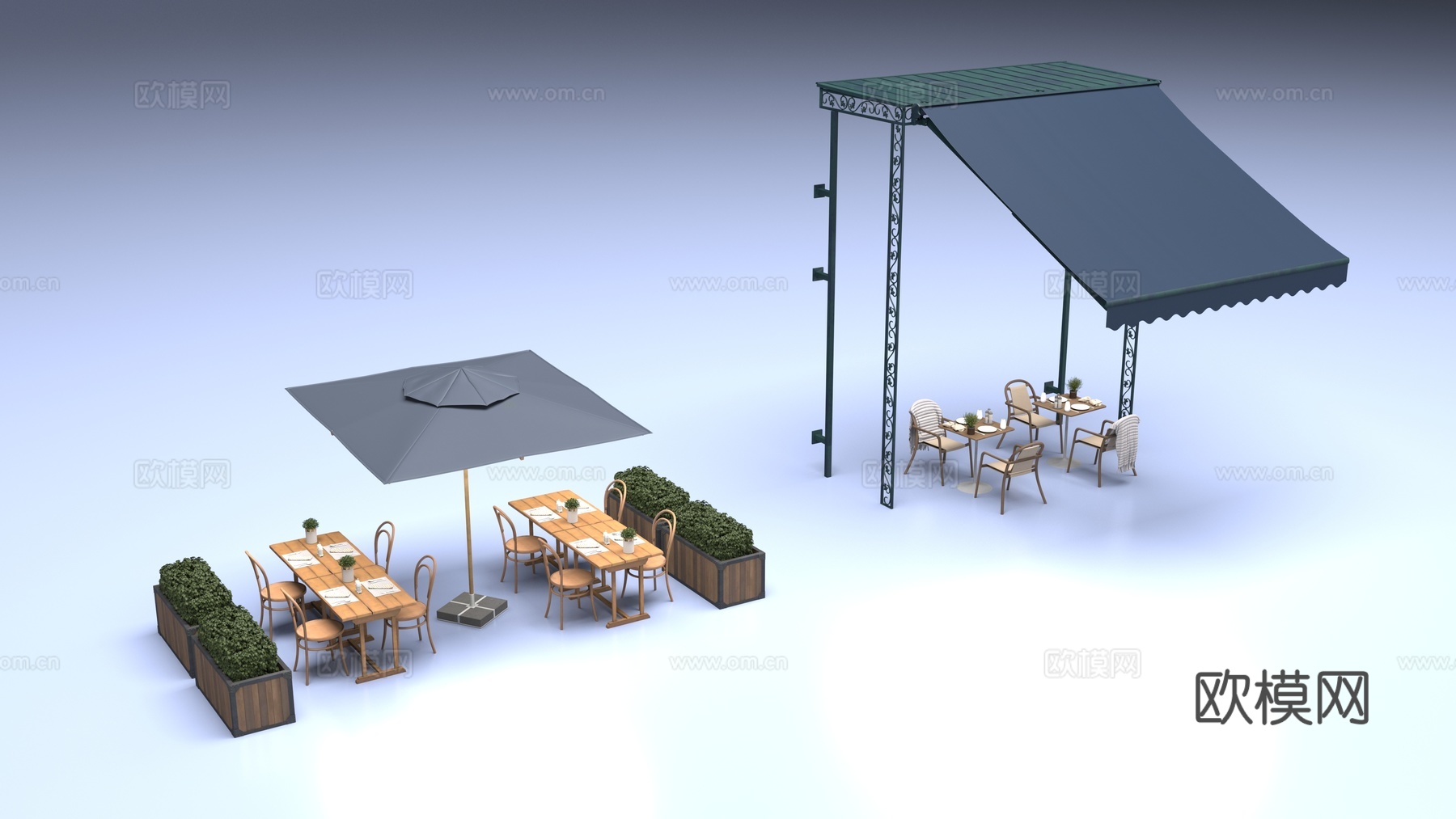 户外咖啡桌椅3d模型