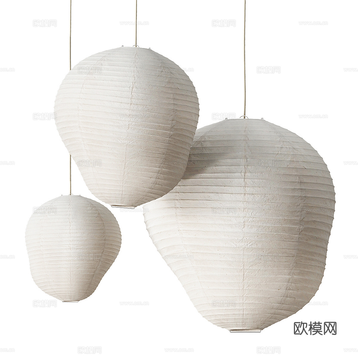 新中式侘寂藤编布艺装饰吊灯3d模型