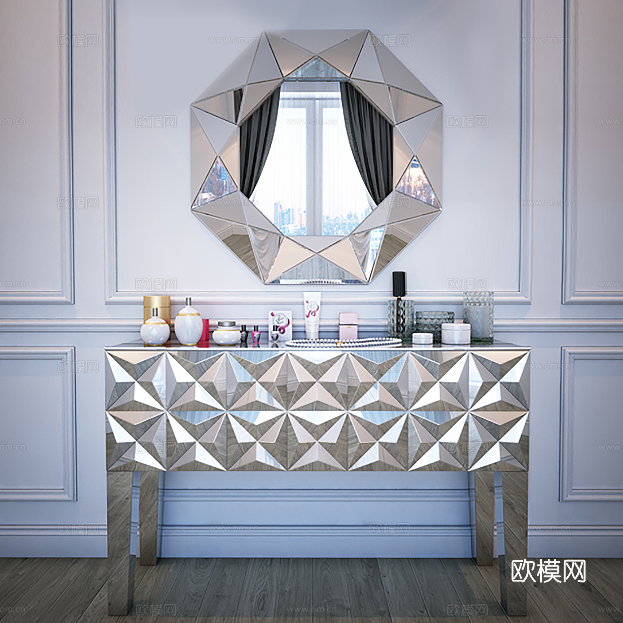 轻奢风玄关柜 装饰柜  饰品摆件3d模型