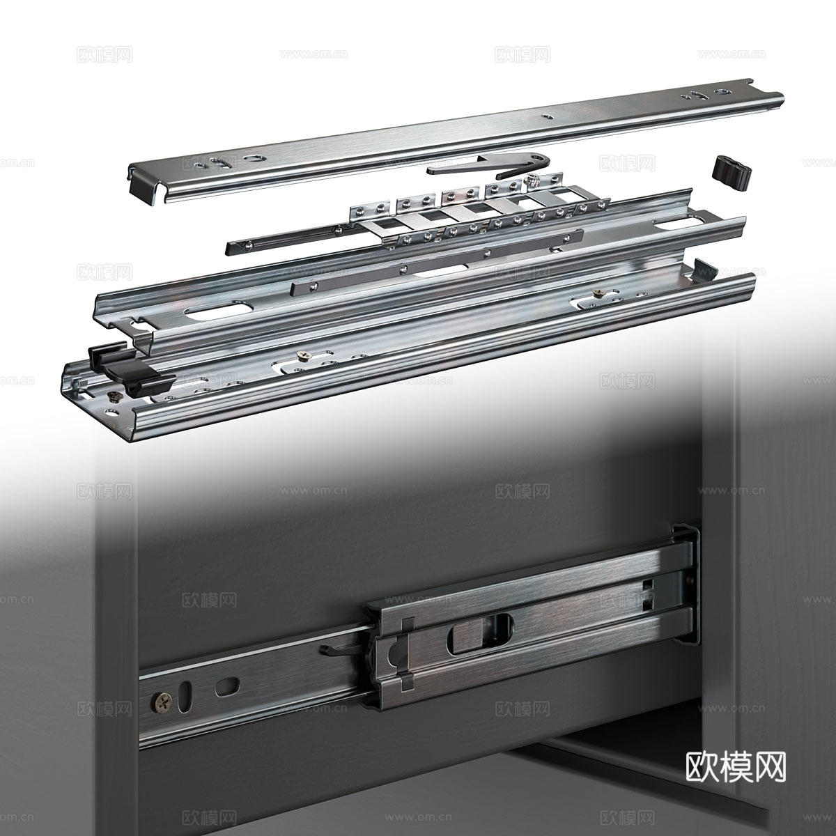 家具滚珠导轨 铰链3d模型