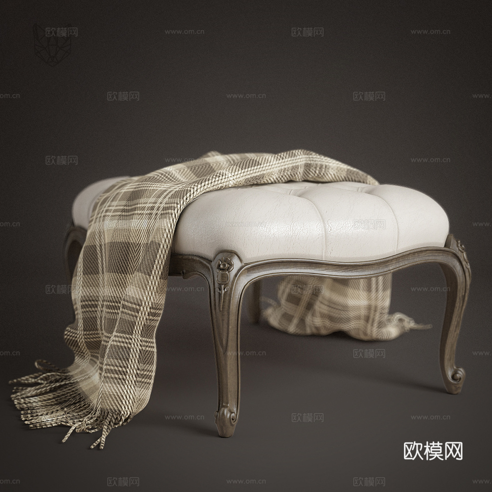 简欧沙发凳 床尾凳 换鞋凳3d模型