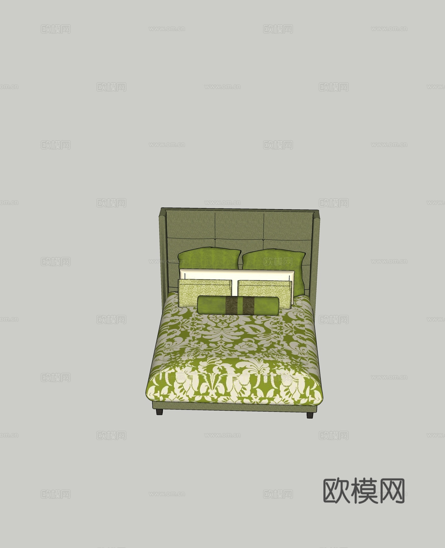 现代双人床免费su模型下载
