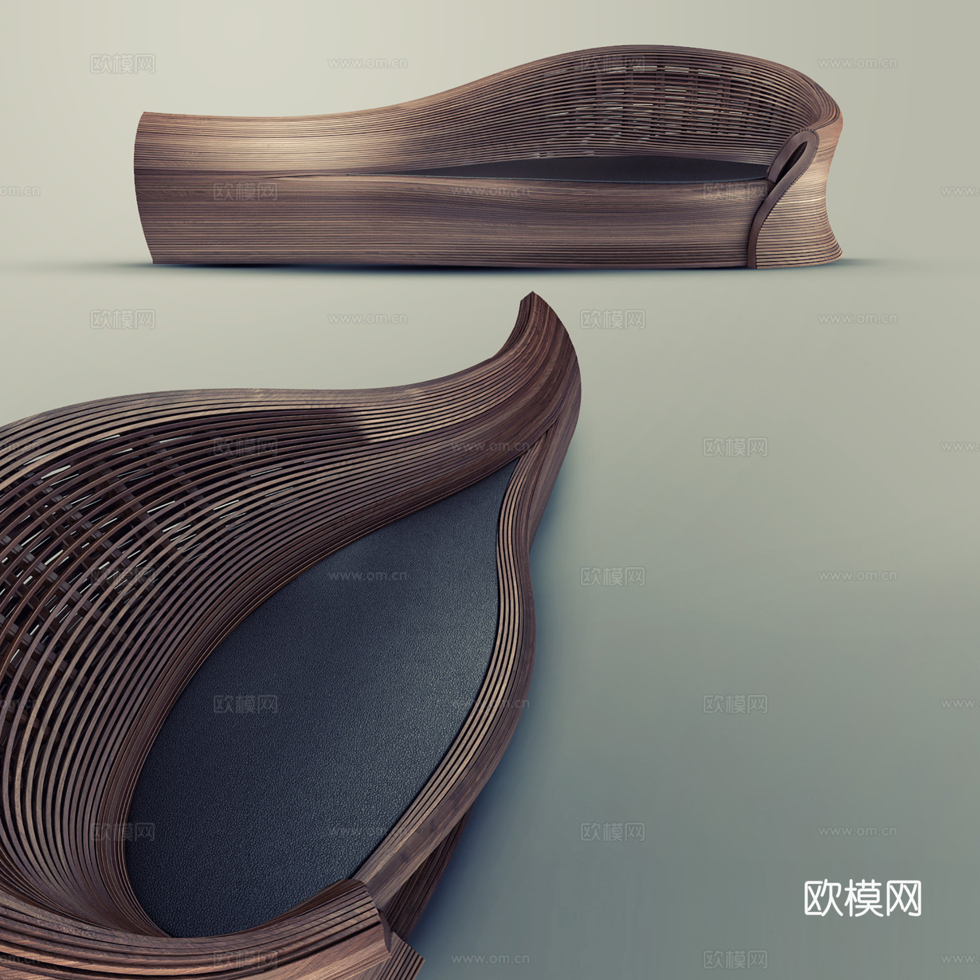 北欧户外沙发 藤编沙发 异形沙发3d模型