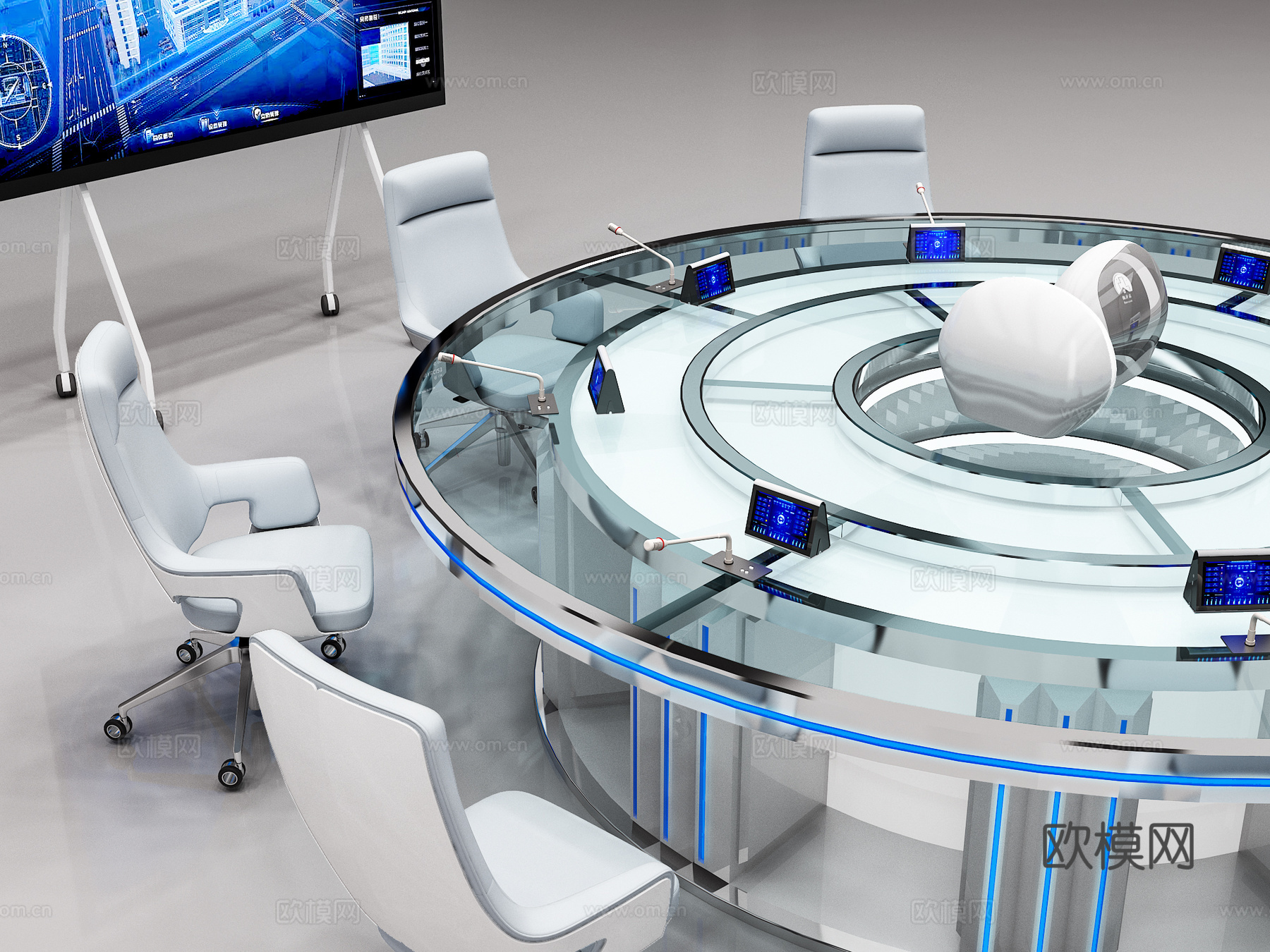 科技感会议桌3d模型