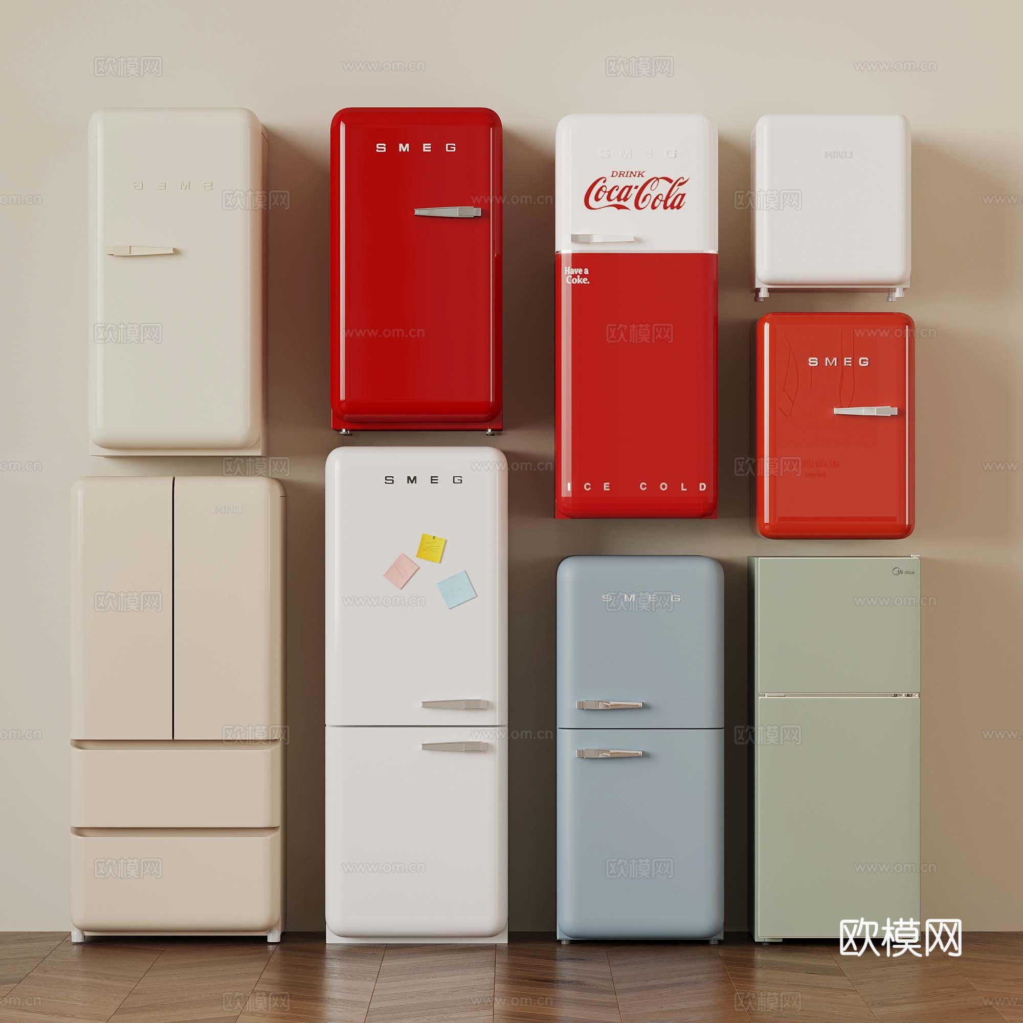 02冰箱 迷你冰箱 双开门冰箱 四开门冰箱su模型