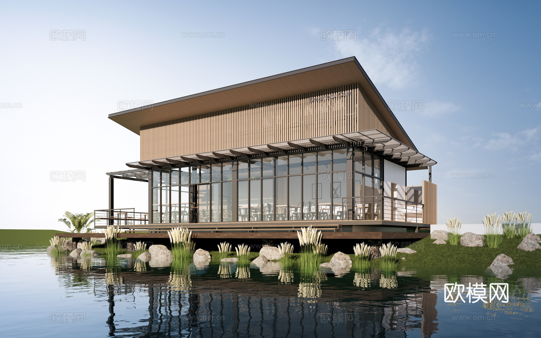 现代小公建 商店建筑 咖啡厅建筑 驿站建筑su模型