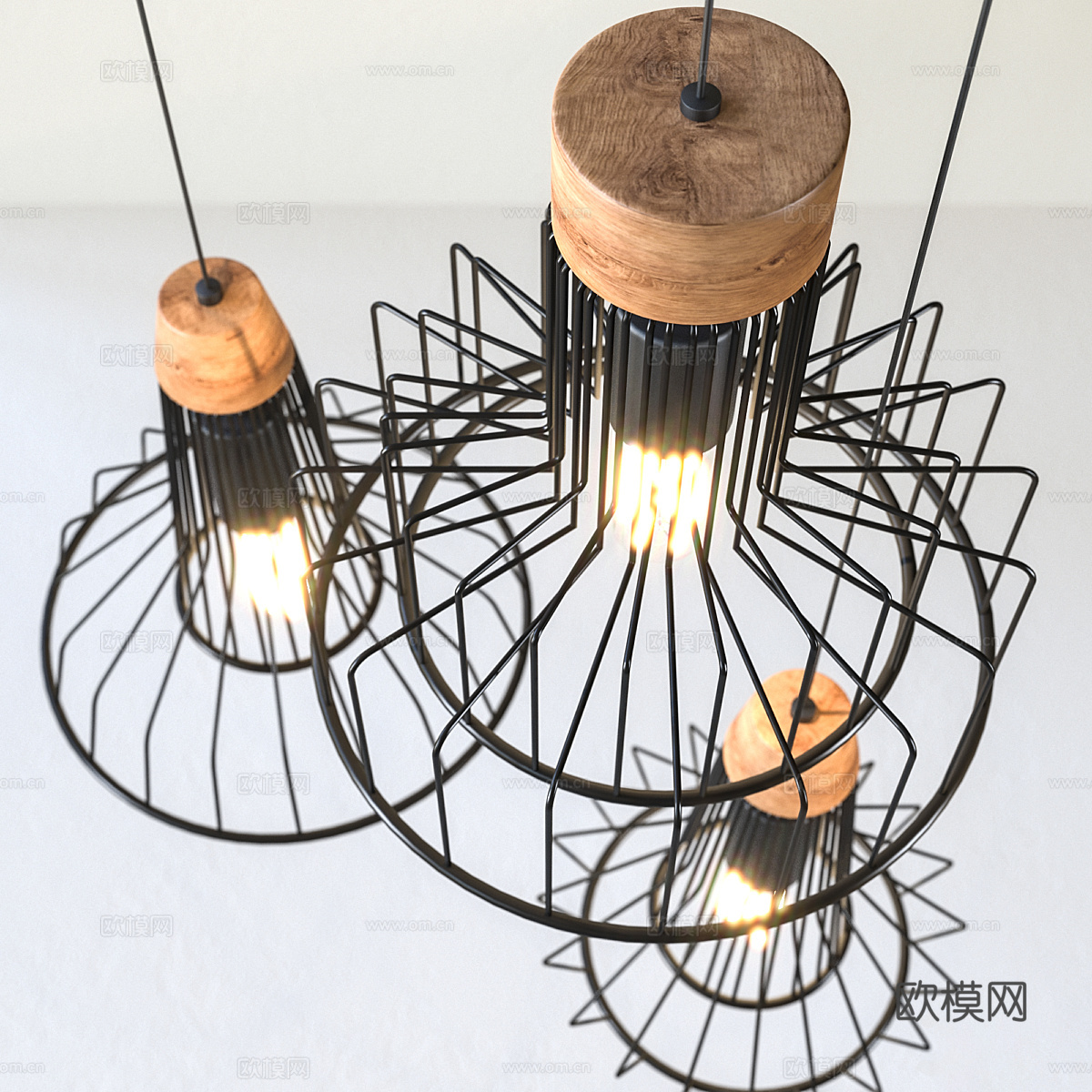 现代北欧金属网装饰小吊灯3d模型