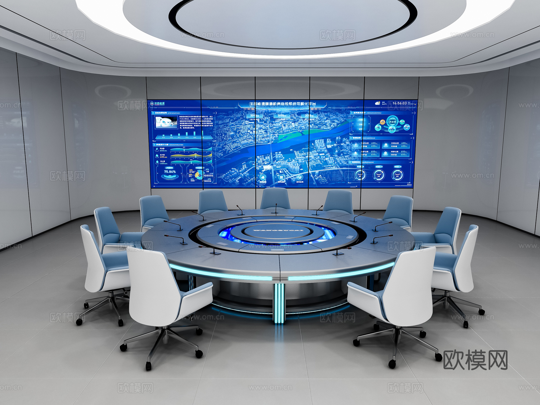 科技感会议桌3d模型