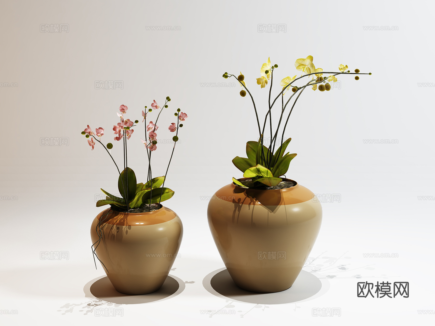 新中式盆景  绿植盆栽 花瓶花艺3d模型