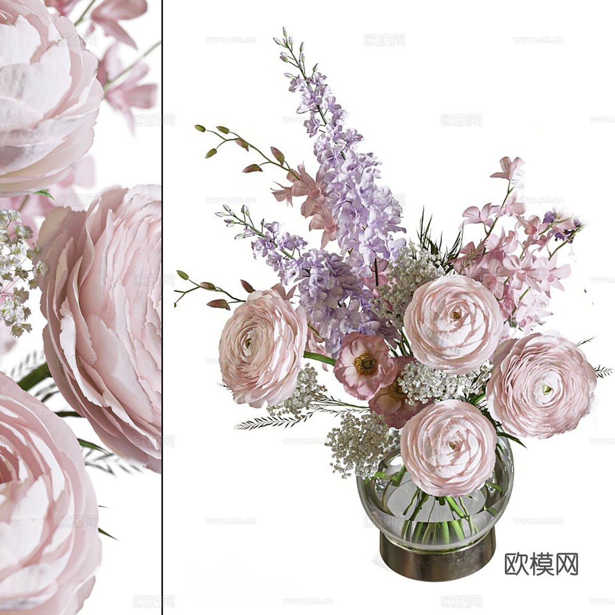 现代花艺摆件 花艺装置 花瓶花艺  鲜花 插花花艺3d模型