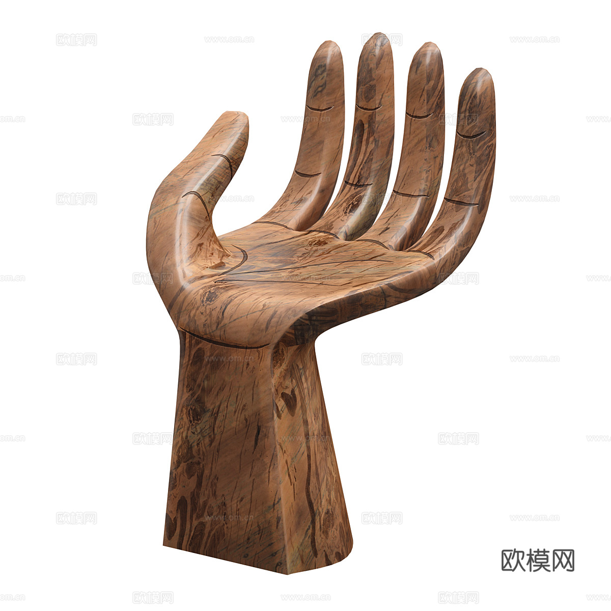 新中式佛手雕塑木椅3d模型