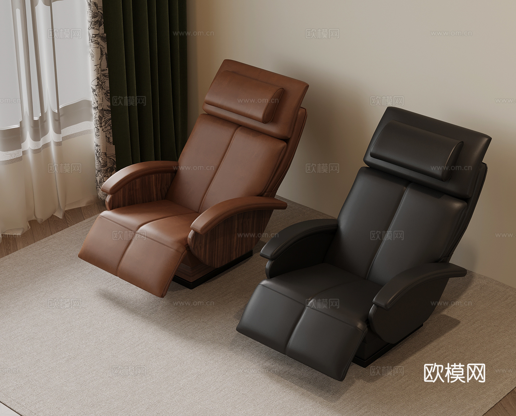 16现代躺椅 皮质躺椅 护理床 按摩椅3d模型