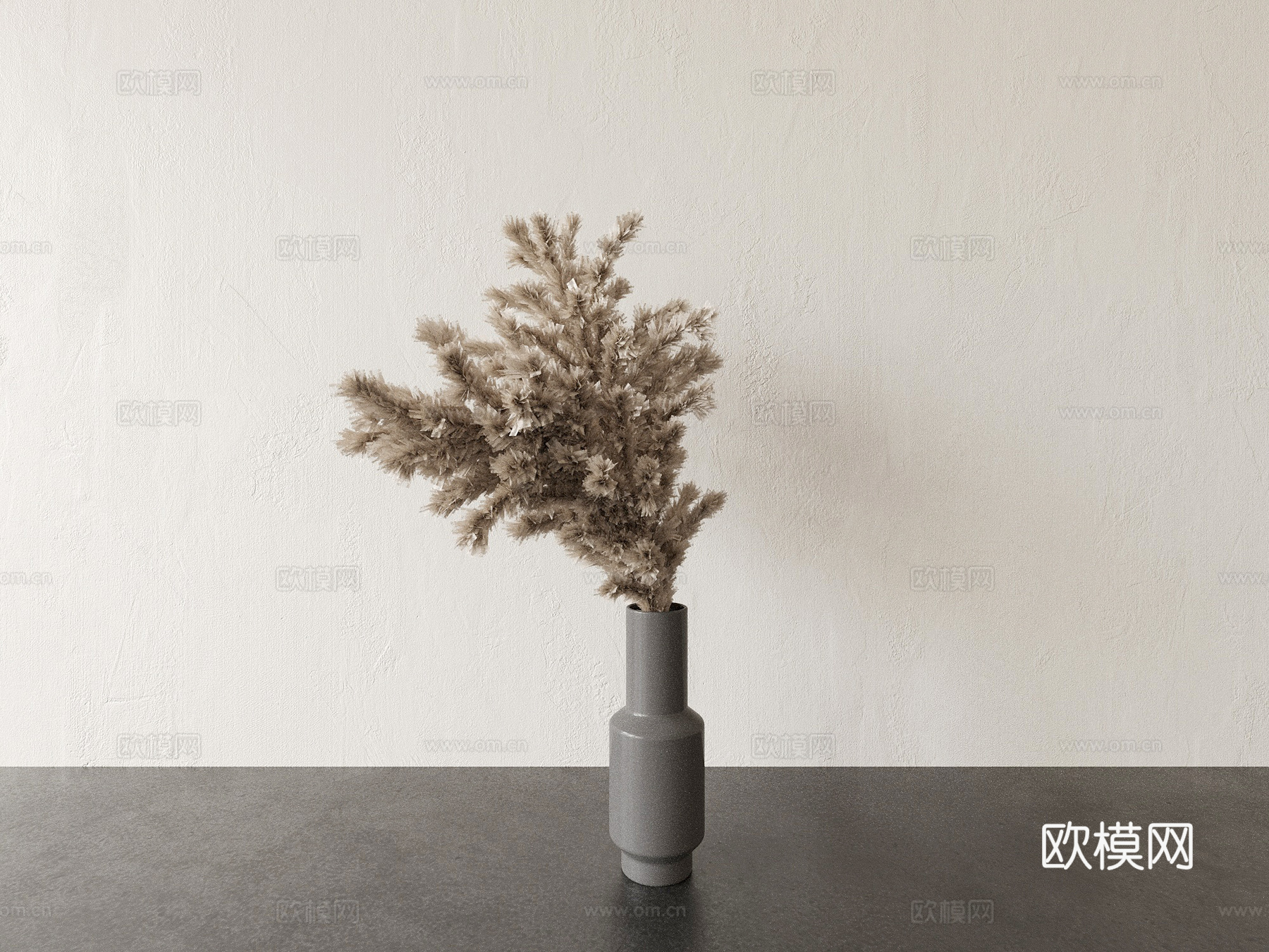 花瓶 花卉 干草花 装饰花3d模型