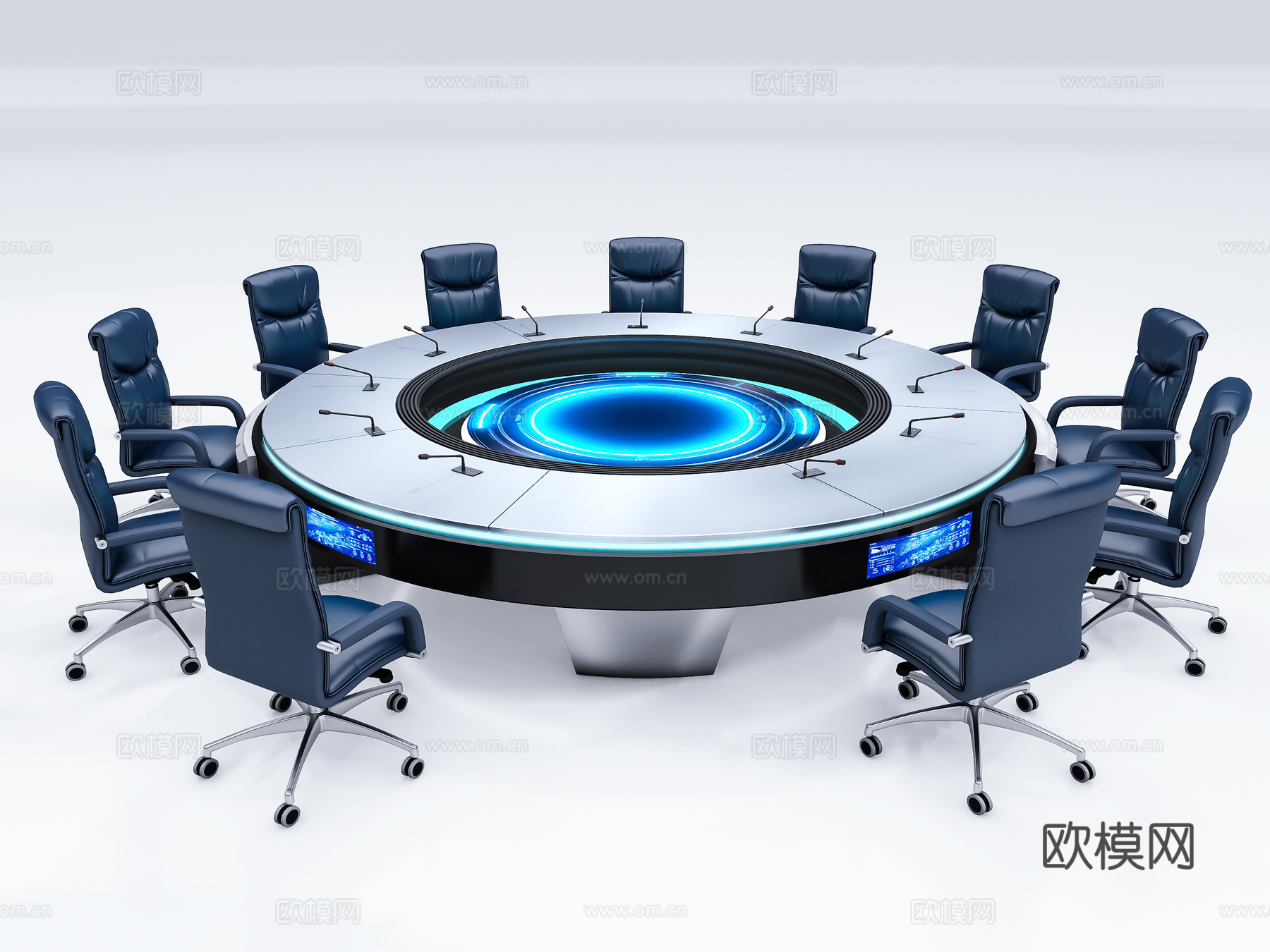科技感圆形会议桌3d模型