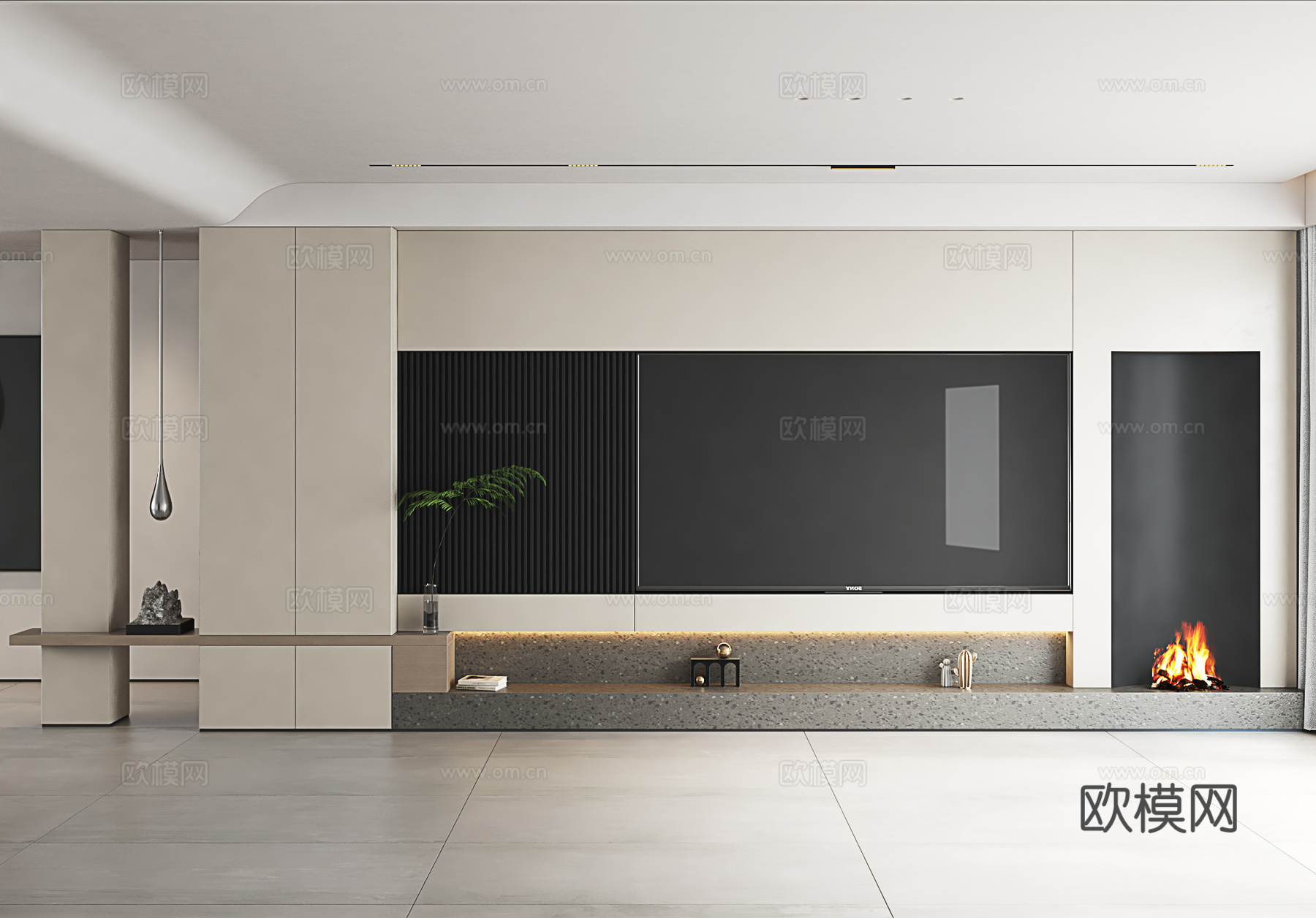 现代电视背景墙 简约电视背景墙3d模型
