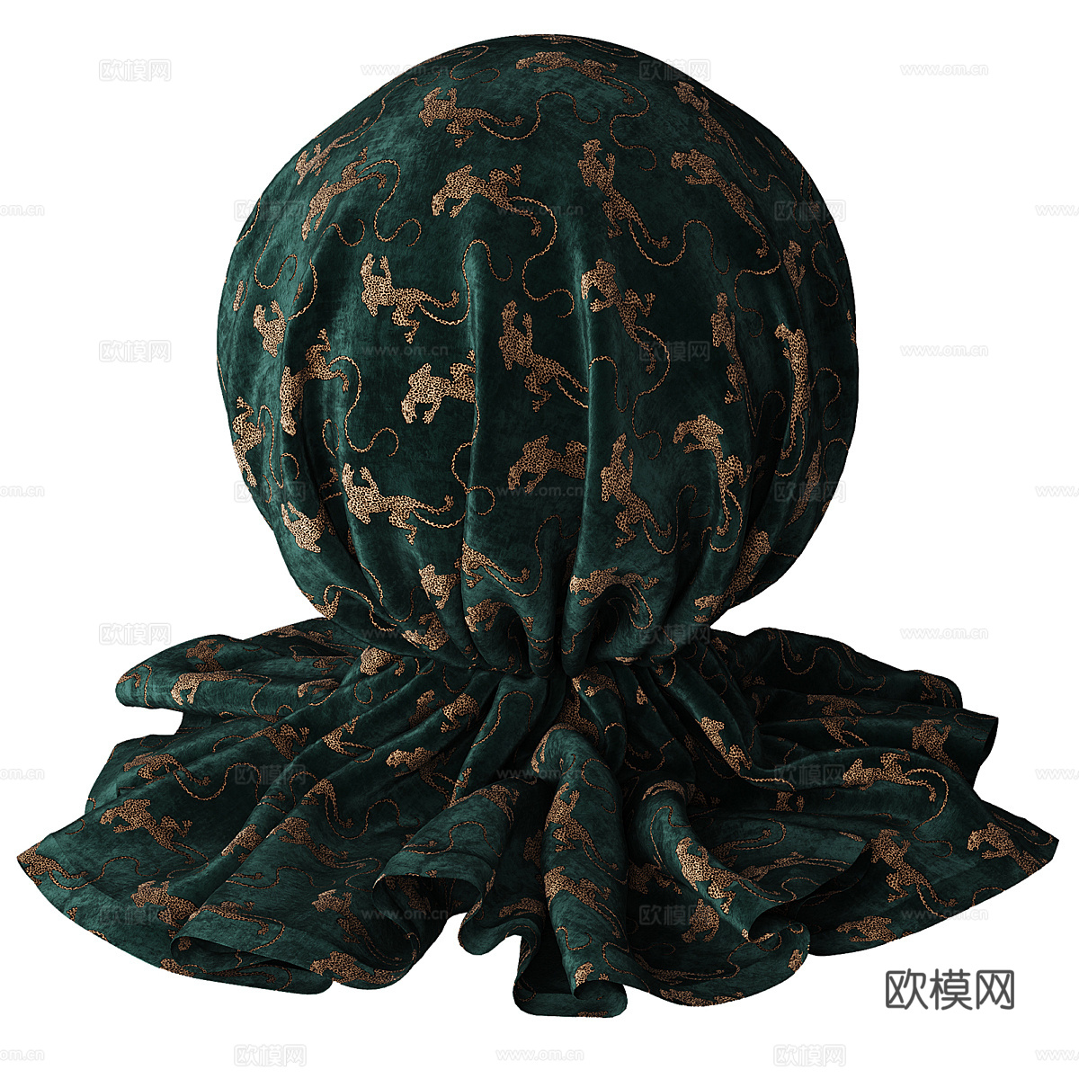 新中式轻奢灯芯绒 丝绒 刺绣布料3d模型