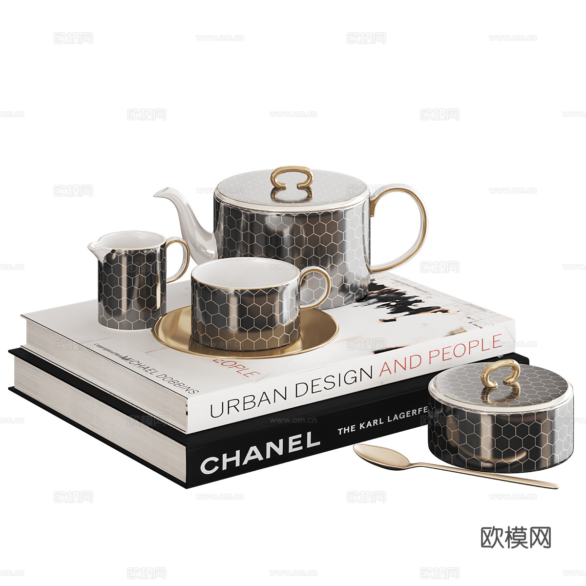 现代意式轻奢茶具3d模型