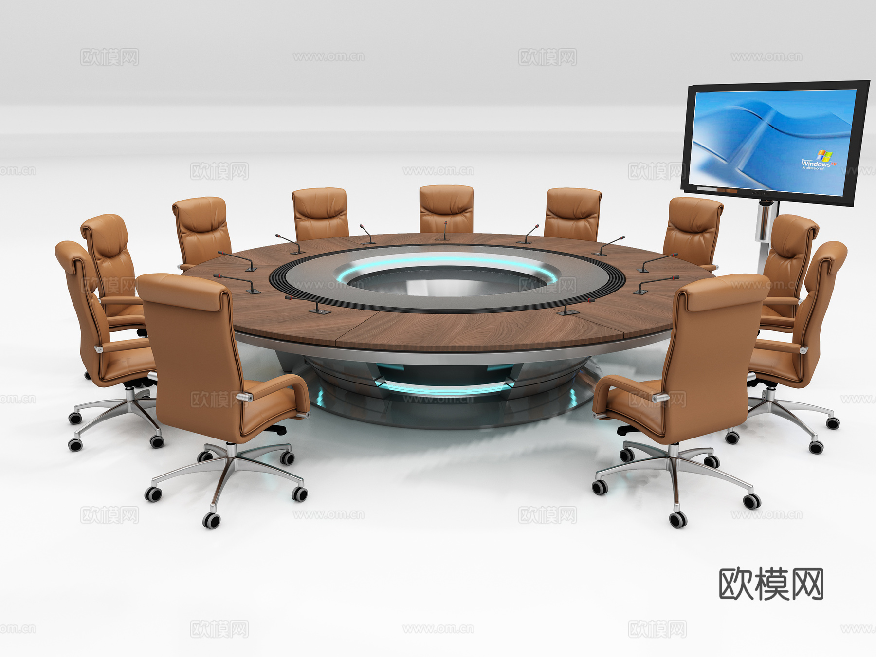 现代圆形会议桌3d模型