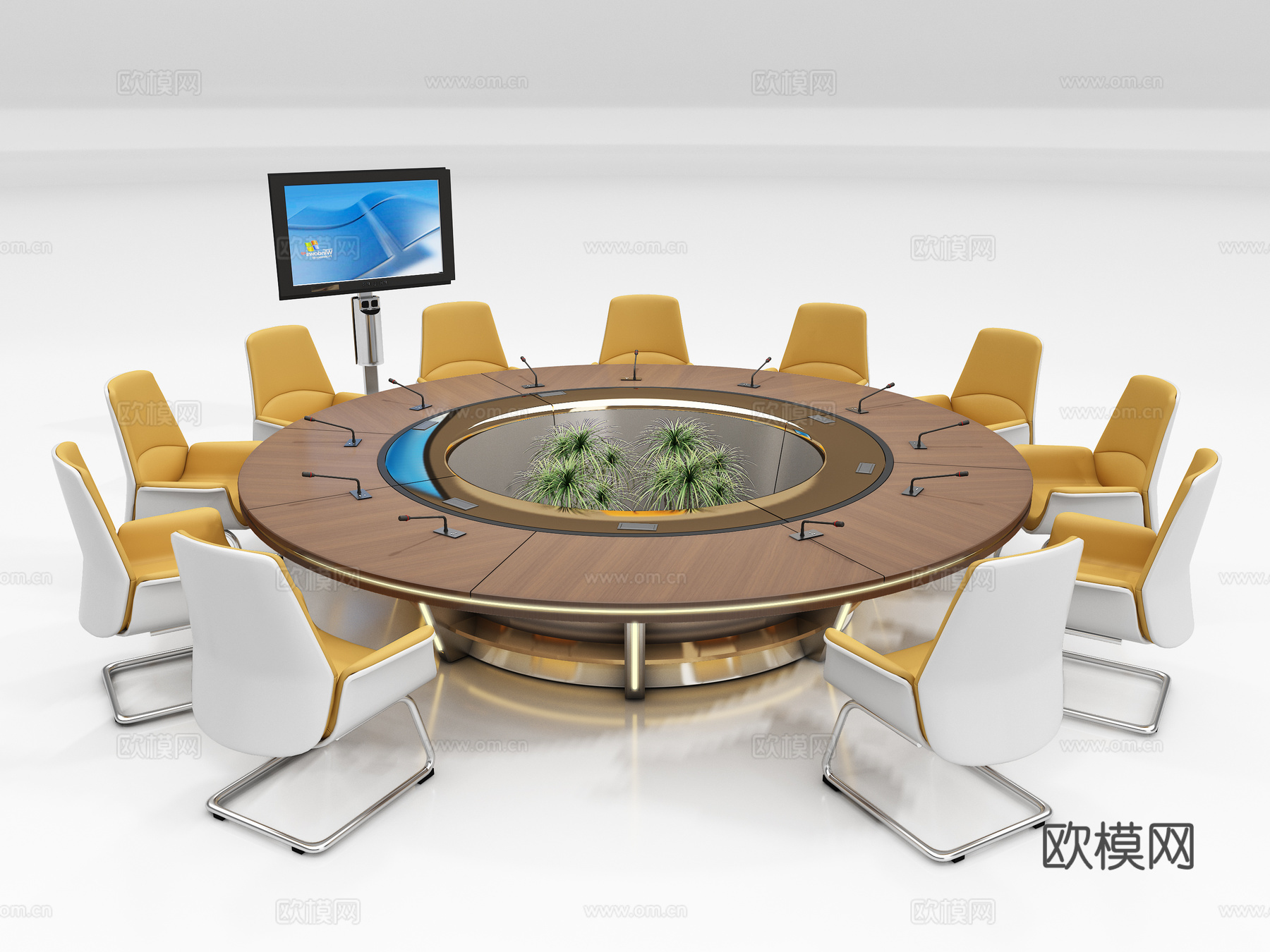 现代圆形会议桌3d模型