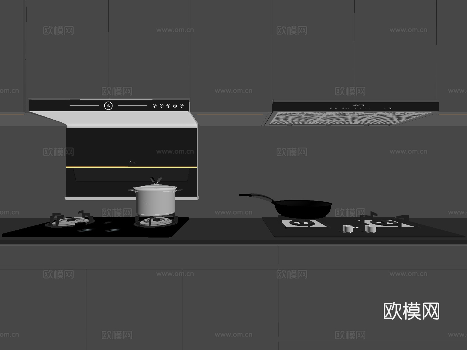 07灶台 现代简约油烟机 灶具 厨房电器su模型