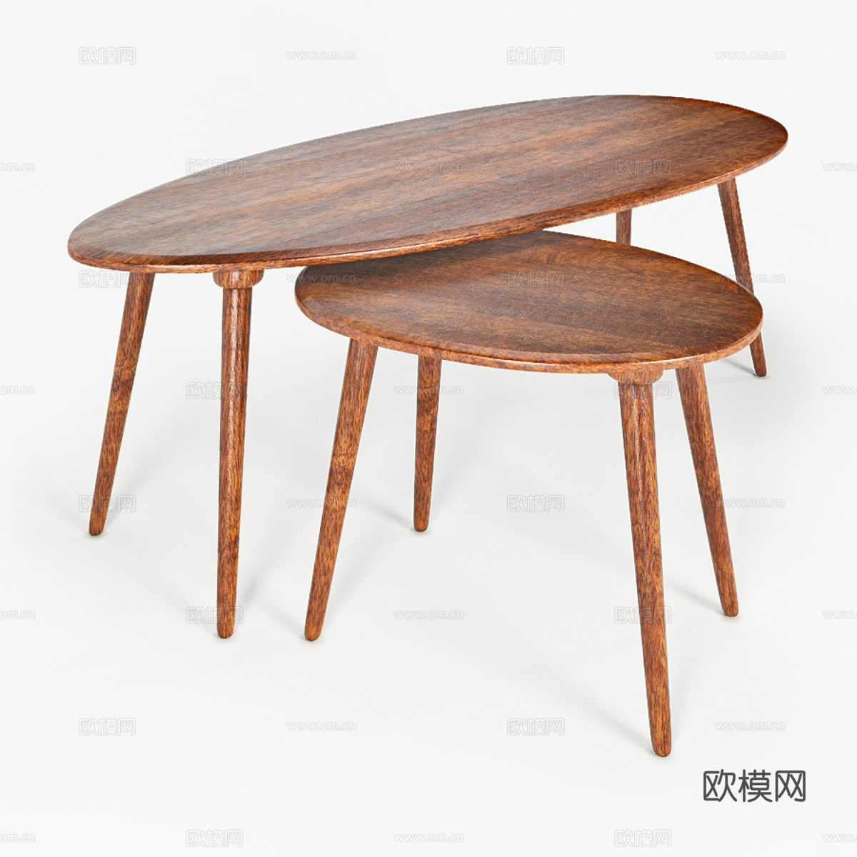 现代北欧原木风茶几3d模型