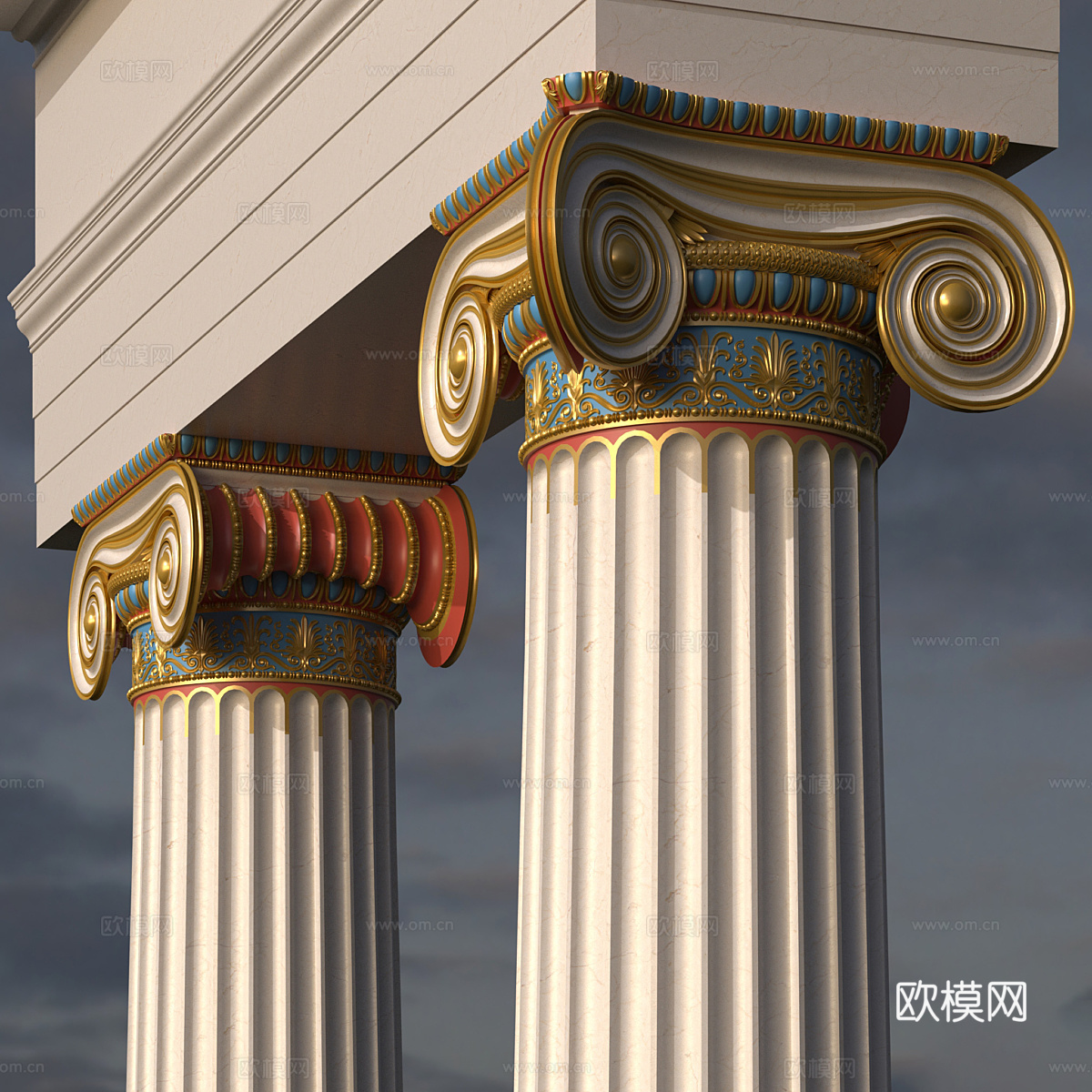 法式伊奥尼柱子 罗马柱3d模型