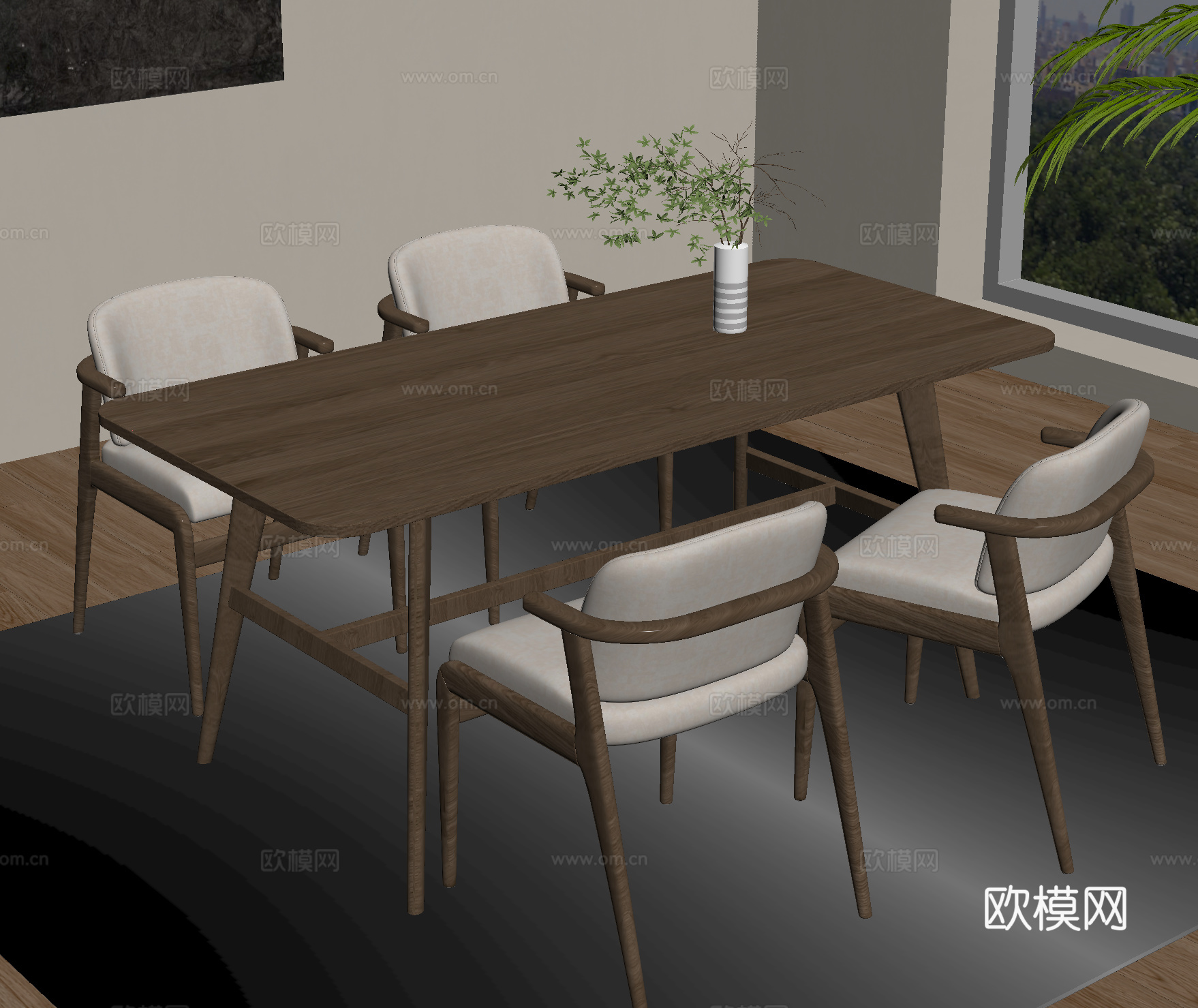 休闲桌椅 餐桌椅su模型