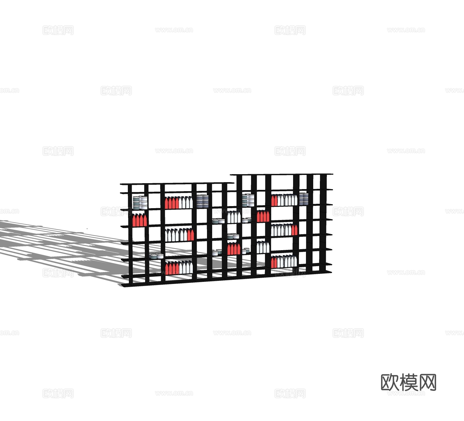 现代书柜免费su模型下载