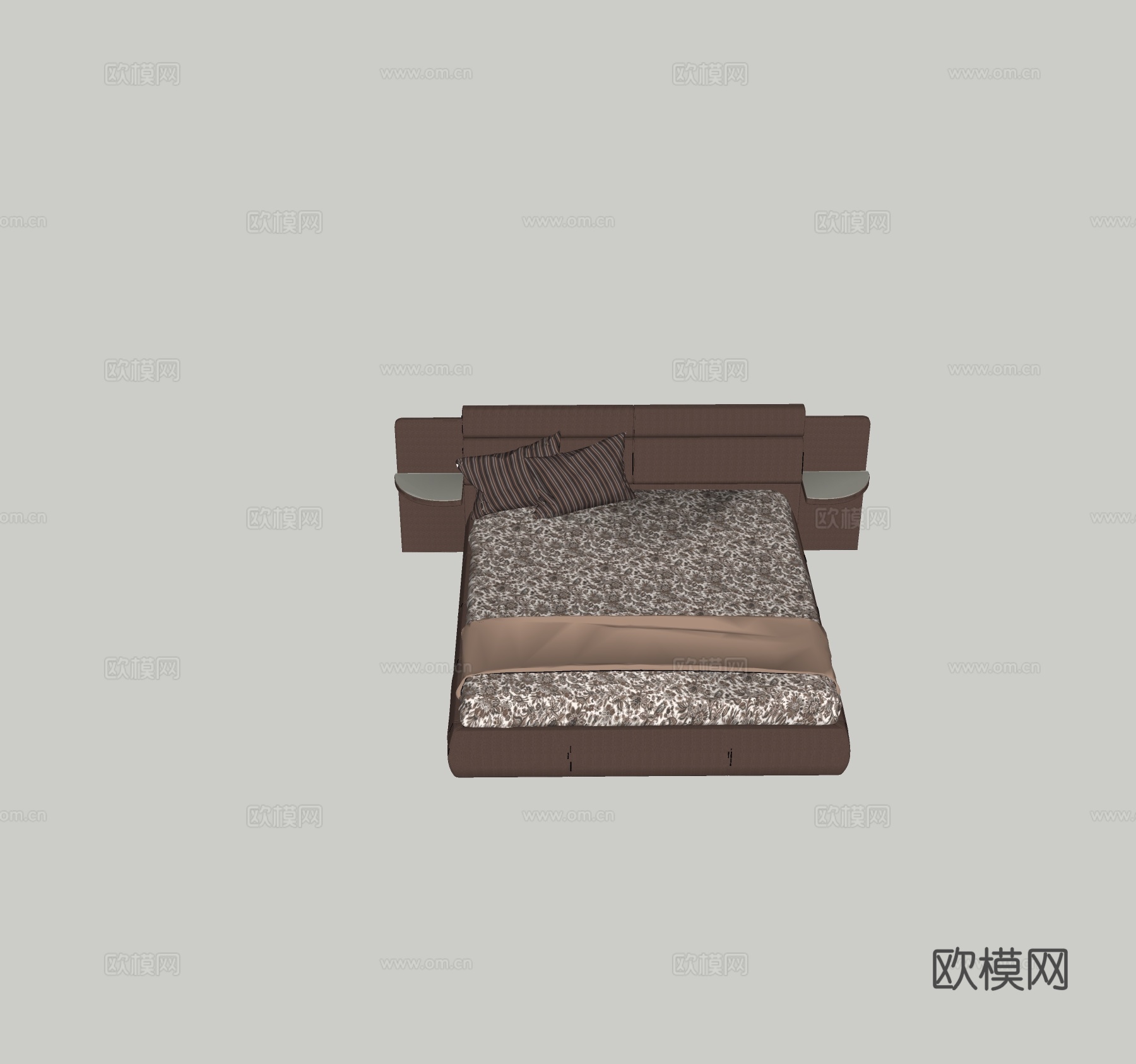 现代双人床免费su模型下载