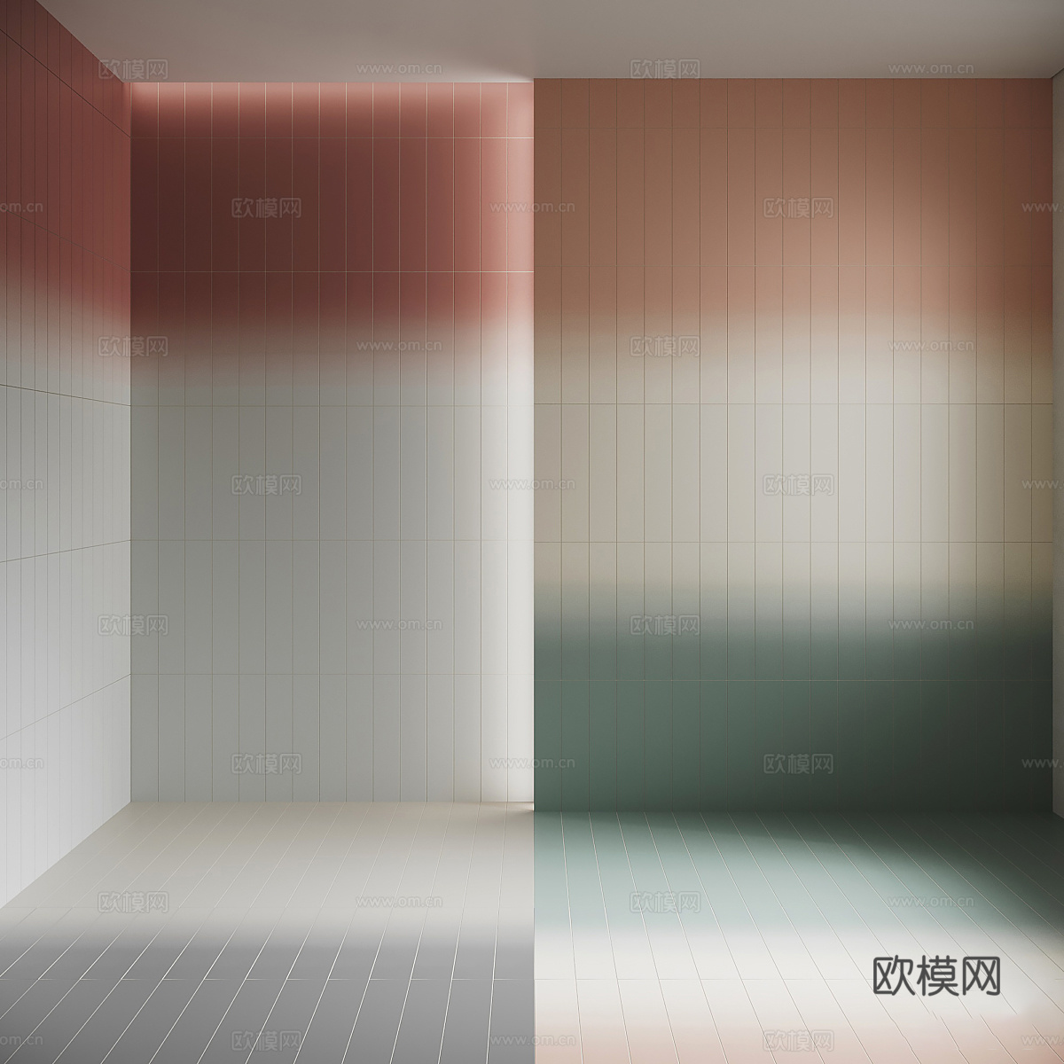 现代奶油风彩色渐变瓷砖3d模型